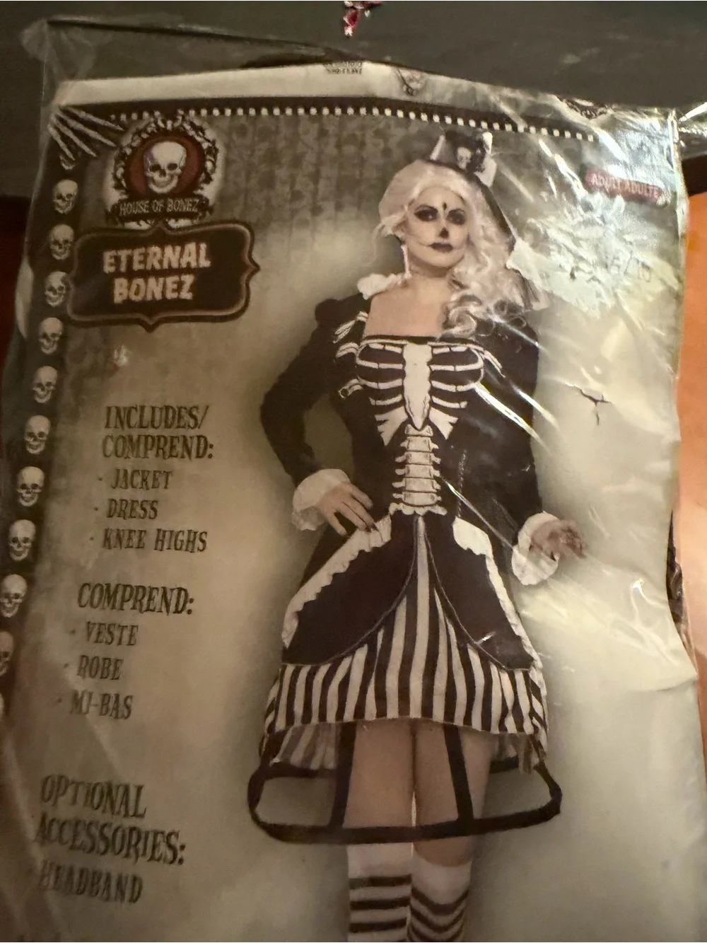 Girls Black & White Skeleton Costume Jacket Dress